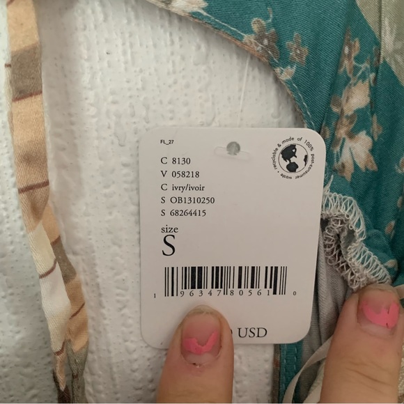 NWT Free People Dress Fiona Patchwork Maxi in Green Beige Print - Picture 9 of 11